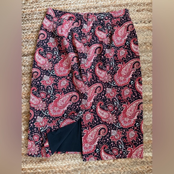 Talbots Size 12 Pink Paisley Cotton Blend Pencil Skirt - Picture 6 of 6